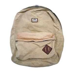 Vans Canvas Distressed Backpack Duck Bag Tan Beige School Work Trail Hike